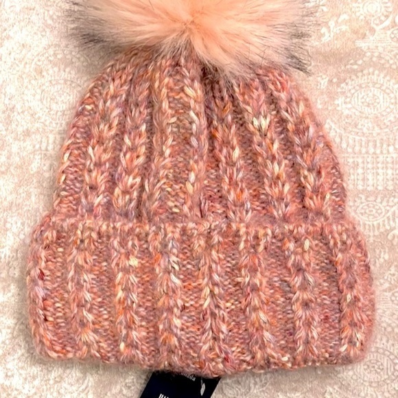Brand New Norla Canada Alpaca & Wool Blend Knit Pom Hat Winter Marbled Pink - Picture 6 of 12